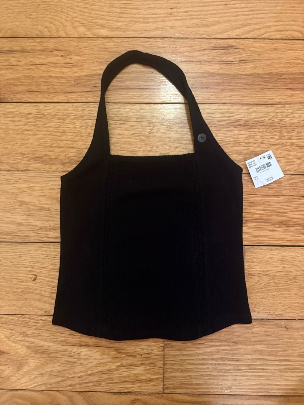 NWT American Eagle Black Knit Halter Tank Top - Picture 3 of 8